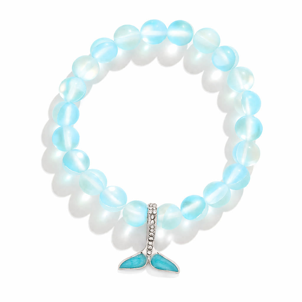 Ocean Guardian Protect Whale Bracelet - Recycled 8mm Frosted Sea Glass Beads With Whale Tail - image 0