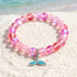 Ocean Guardian Protect Whale Bracelet - Recycled 8mm Frosted Sea Glass Beads With Whale Tail - Rose Red - Approx. 6.93"/17.6cm - image 7