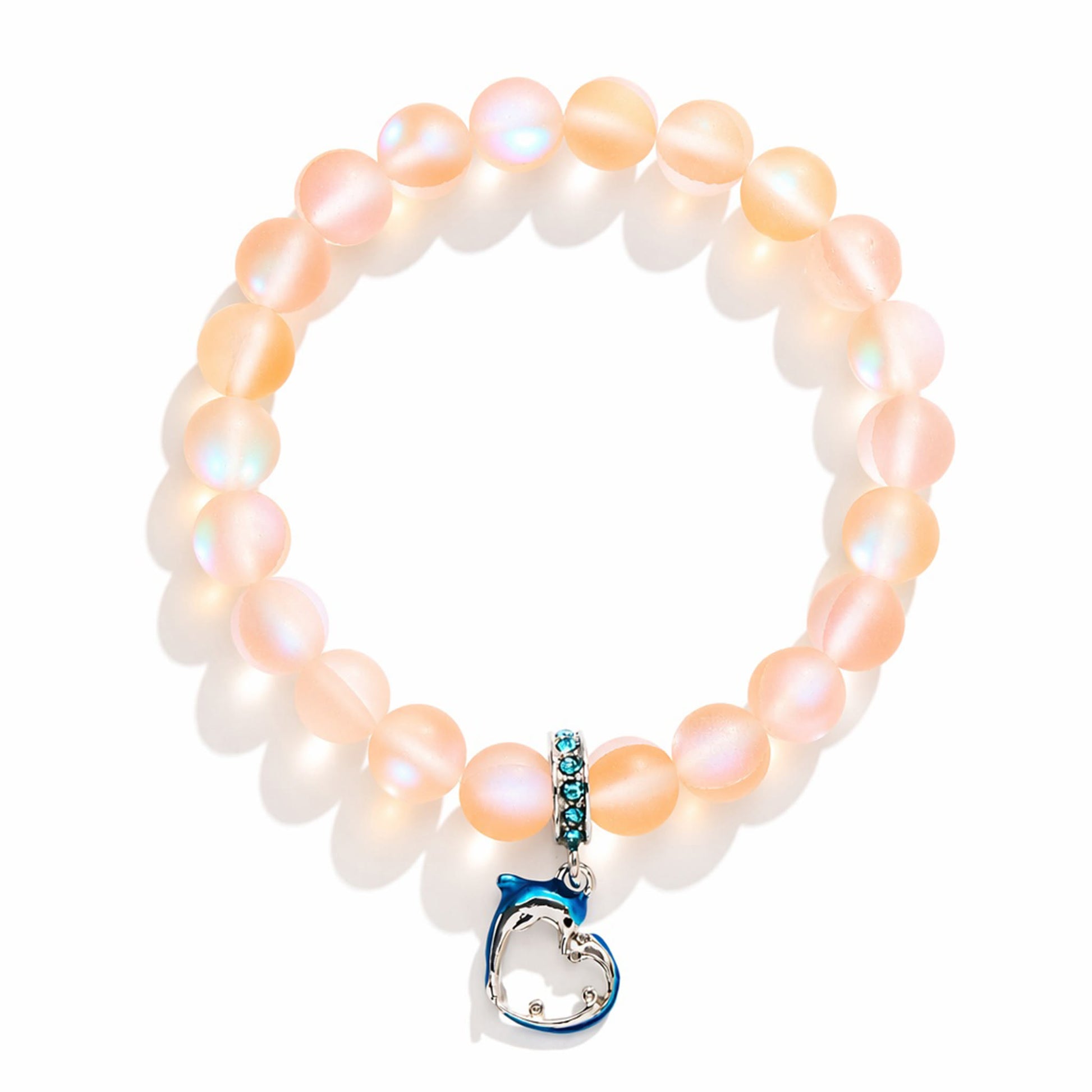 Ocean Guardian Dolphin Bracelet - Handmade Recycled 8mm Frosted Sea Glass Beads With Dolphin Charm - image 18