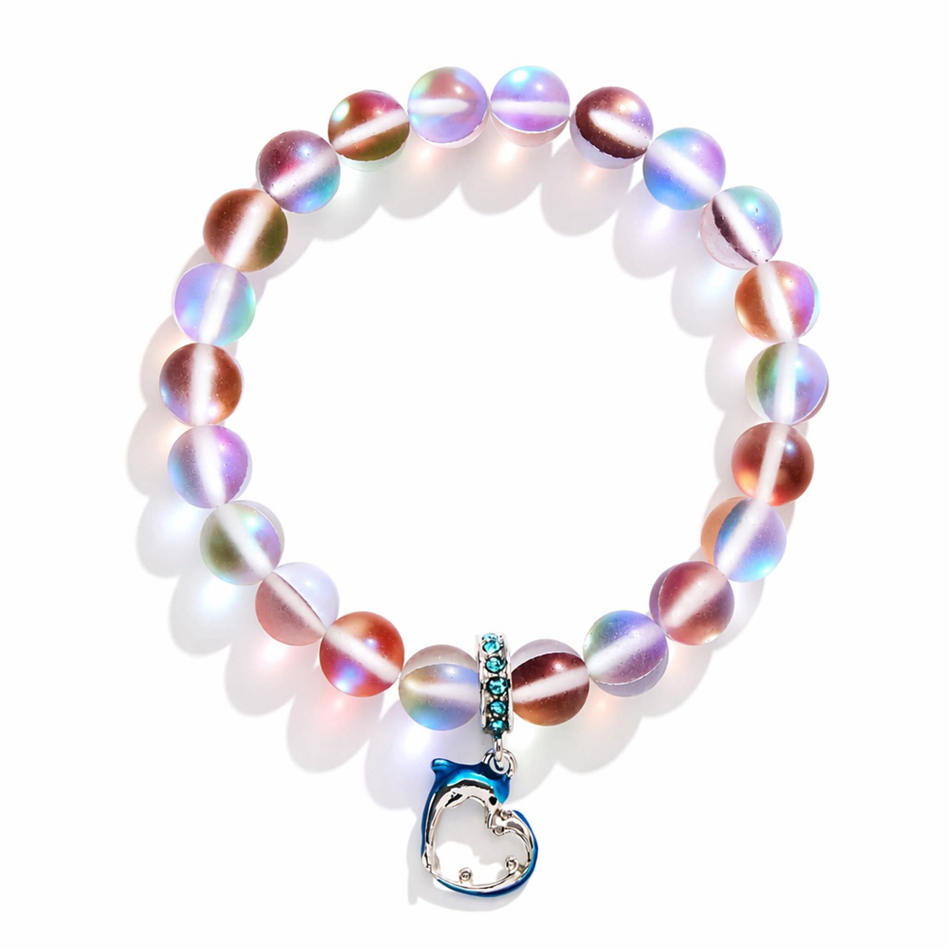 Ocean Guardian Dolphin Bracelet - Handmade Recycled 8mm Frosted Sea Glass Beads With Dolphin Charm - image 27