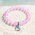 Ocean Guardian Dolphin Bracelet - Handmade Recycled 8mm Frosted Sea Glass Beads With Dolphin Charm - Pink - Approx. 6.93"/17.6cm - image 22