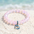 Ocean Guardian Dolphin Bracelet - Handmade Recycled 8mm Frosted Sea Glass Beads With Dolphin Charm - Light Pink - Approx. 6.93"/17.6cm - image 19