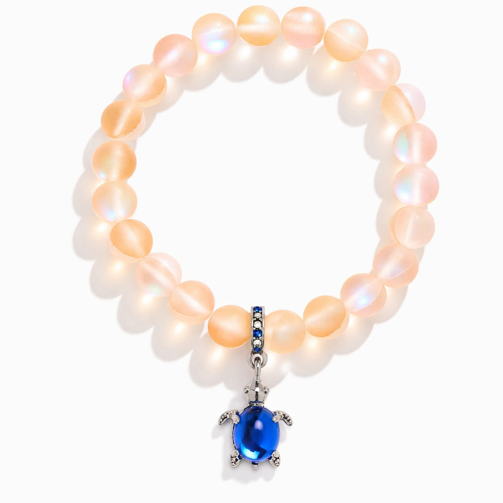 Ocean Conservation Turtle Bracelet For Sea Turtle Lovers - Recycled 8mm Frosted Sea Glass Beads - image 18