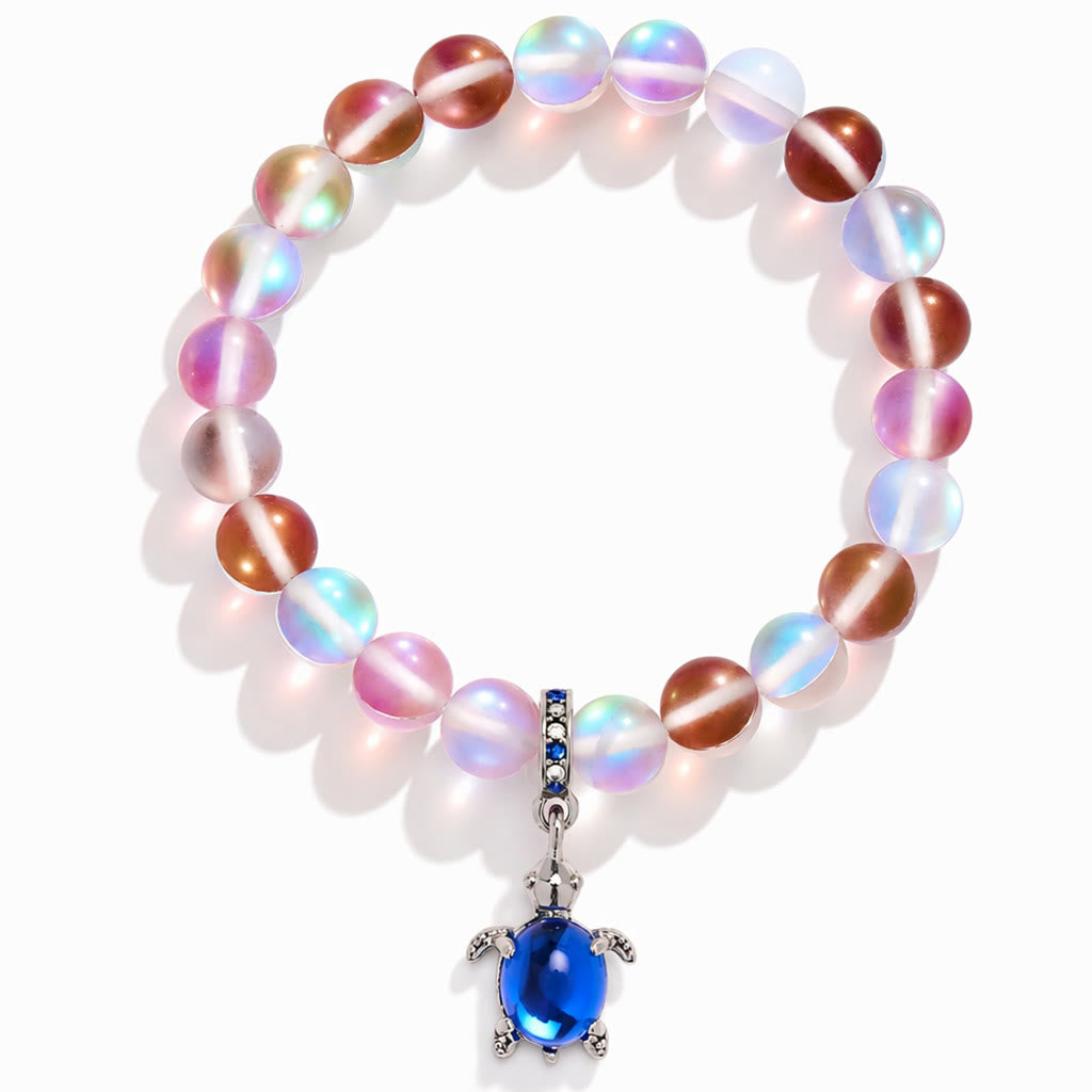 Ocean Conservation Turtle Bracelet For Sea Turtle Lovers - Recycled 8mm Frosted Sea Glass Beads - image 27