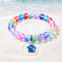 Ocean Conservation Turtle Bracelet For Sea Turtle Lovers - Recycled 8mm Frosted Sea Glass Beads - Rainbow - Approx. 6.93"/17.6cm - image 13