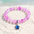 Ocean Conservation Turtle Bracelet For Sea Turtle Lovers - Recycled 8mm Frosted Sea Glass Beads - Pink - Approx. 6.93"/17.6cm - image 22
