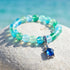 Ocean Conservation Turtle Bracelet For Sea Turtle Lovers - Recycled 8mm Frosted Sea Glass Beads - image 5