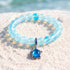 Ocean Conservation Turtle Bracelet For Sea Turtle Lovers - Recycled 8mm Frosted Sea Glass Beads - Light Blue - Approx. 6.93"/17.6cm - image 7