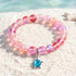Save Marine Animals Turtle Bracelet - Recycled 8mm Frosted Sea Glass Beads With Crystal Turtle Pendant - Rose Red - Approx. 6.93"/17.6cm - image 9