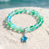 Save Marine Animals Turtle Bracelet - Recycled 8mm Frosted Sea Glass Beads With Crystal Turtle Pendant - Green - Approx. 6.93"/17.6cm - image 7