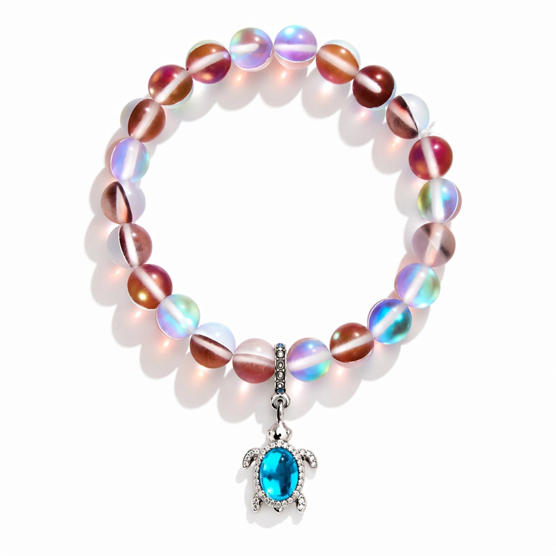 Save Marine Animals Turtle Bracelet - Recycled 8mm Frosted Sea Glass Beads With Crystal Turtle Pendant - image 25