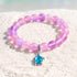 Save Marine Animals Turtle Bracelet - Recycled 8mm Frosted Sea Glass Beads With Crystal Turtle Pendant - Pink - Approx. 6.93"/17.6cm - image 21