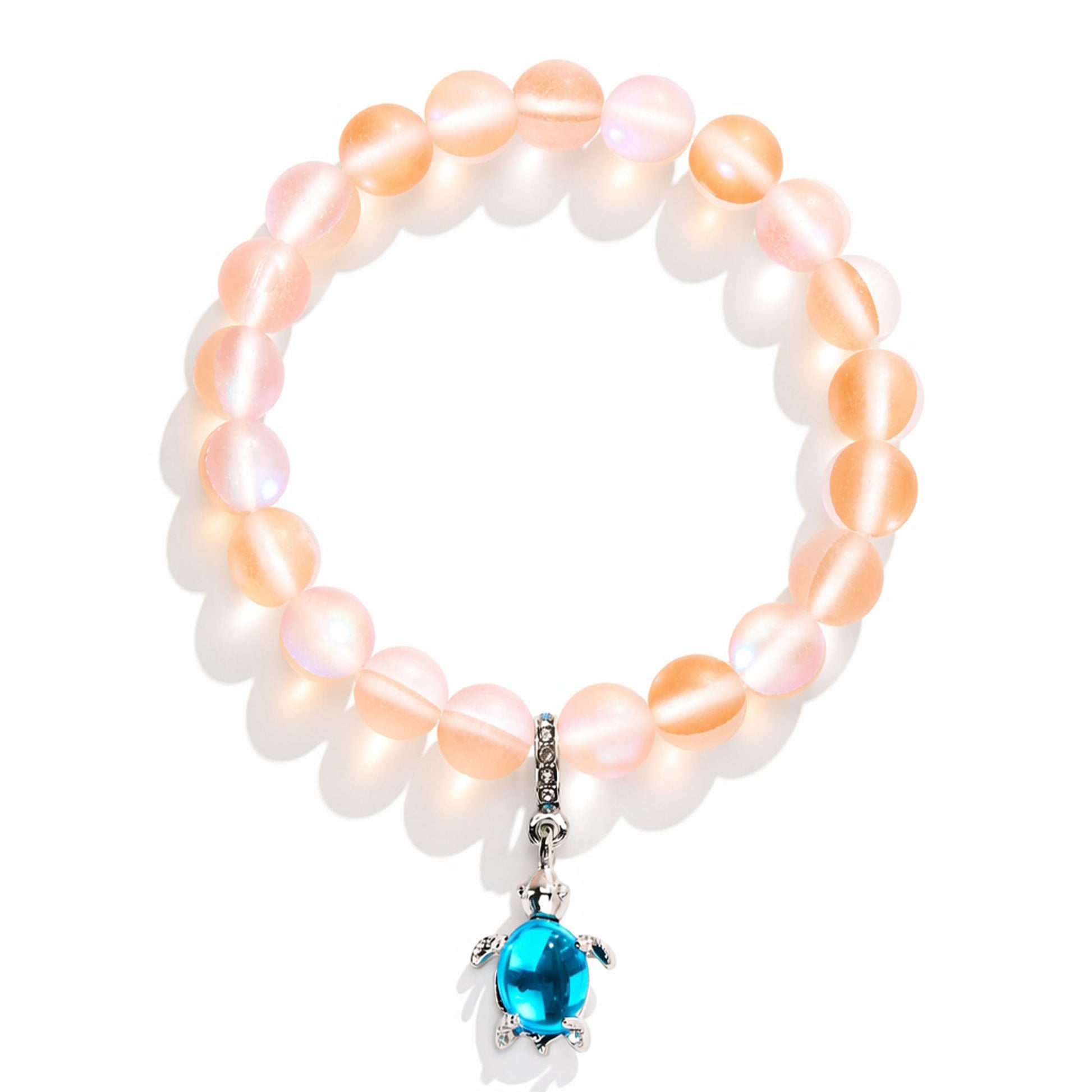 Save Marine Animals Turtle Bracelet - Recycled 8mm Frosted Sea Glass Beads With Crystal Turtle Pendant - image 17