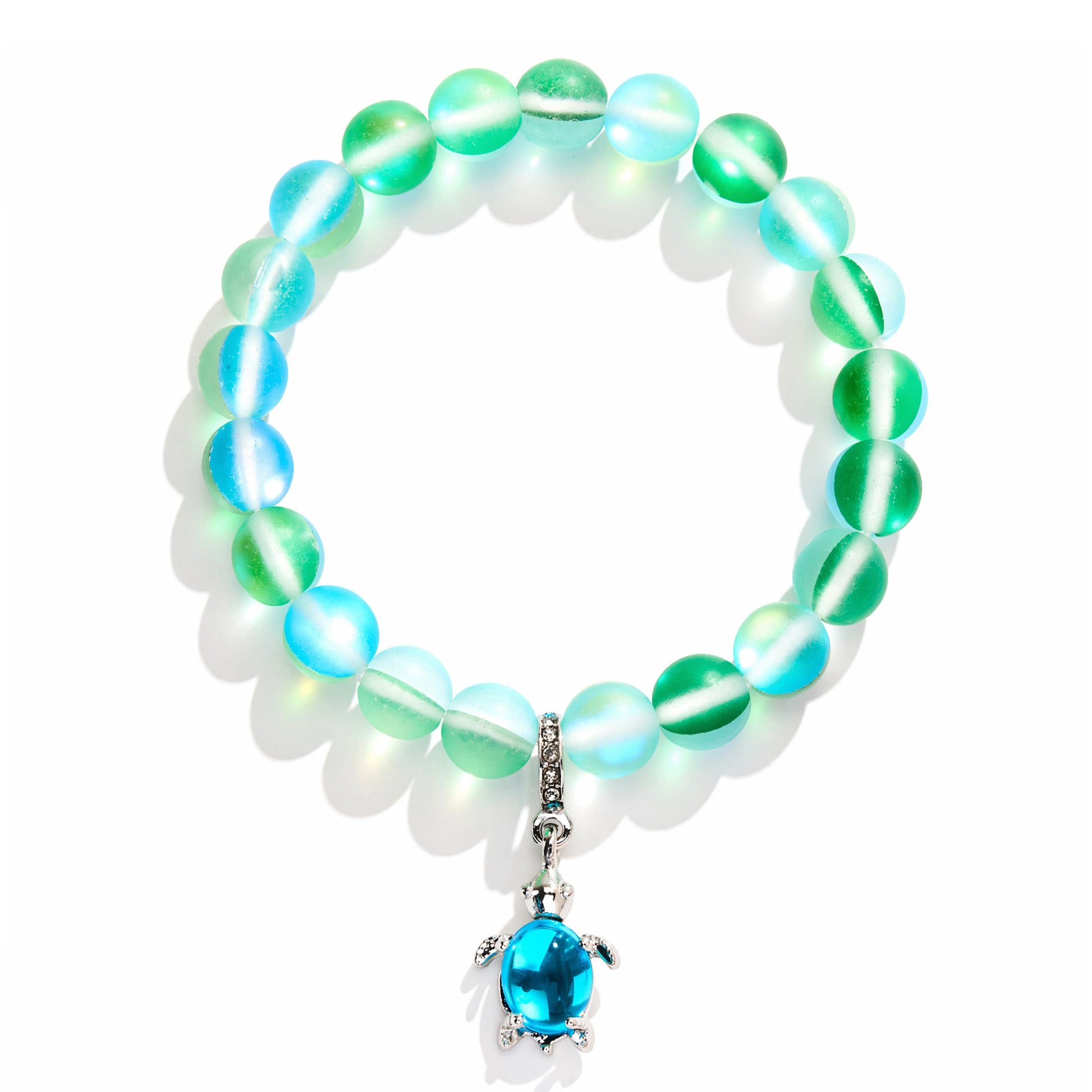 Save Marine Animals Turtle Bracelet - Recycled 8mm Frosted Sea Glass Beads With Crystal Turtle Pendant - image 8