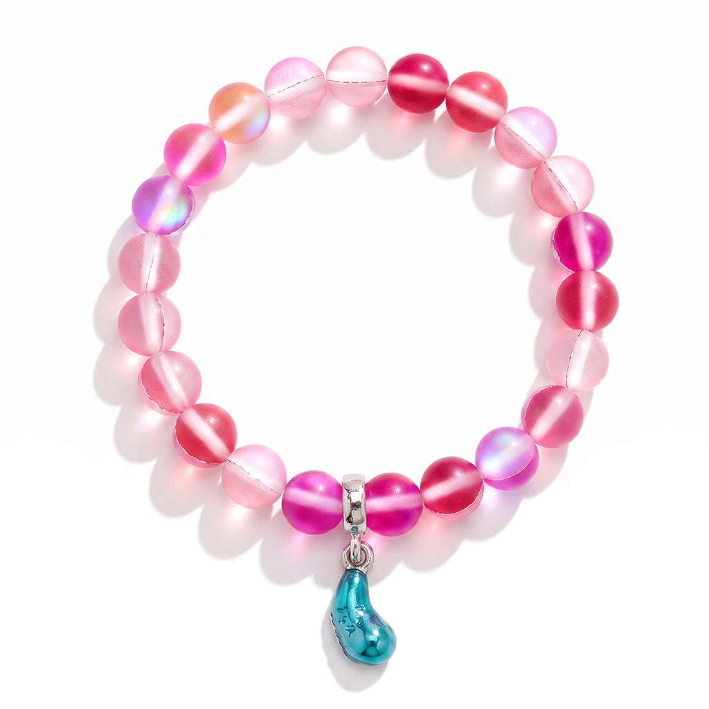 Supports Marine Life Ocean Drop Bracelet - Recycled 8mm Frosted Sea Glass Beads With Blue Teardrop Charm - image 12