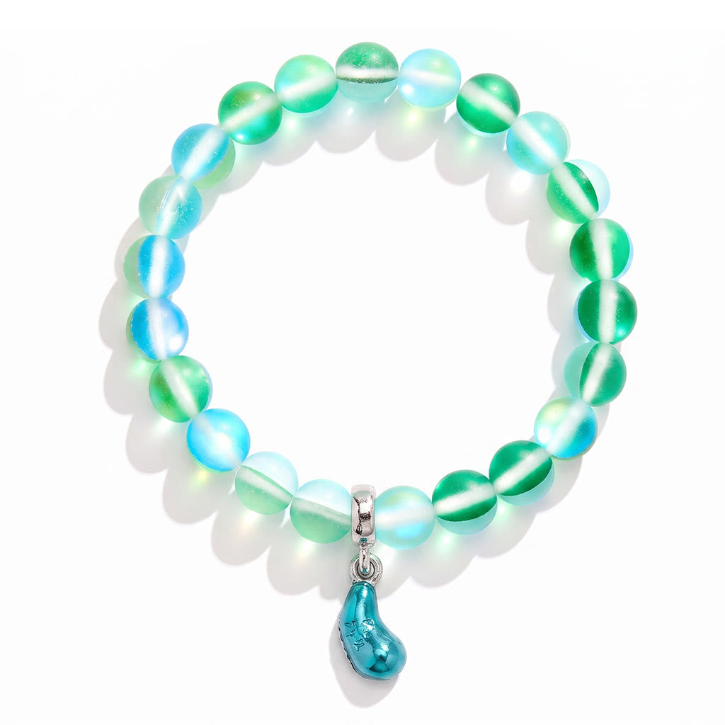 Supports Marine Life Ocean Drop Bracelet - Recycled 8mm Frosted Sea Glass Beads With Blue Teardrop Charm - image 9