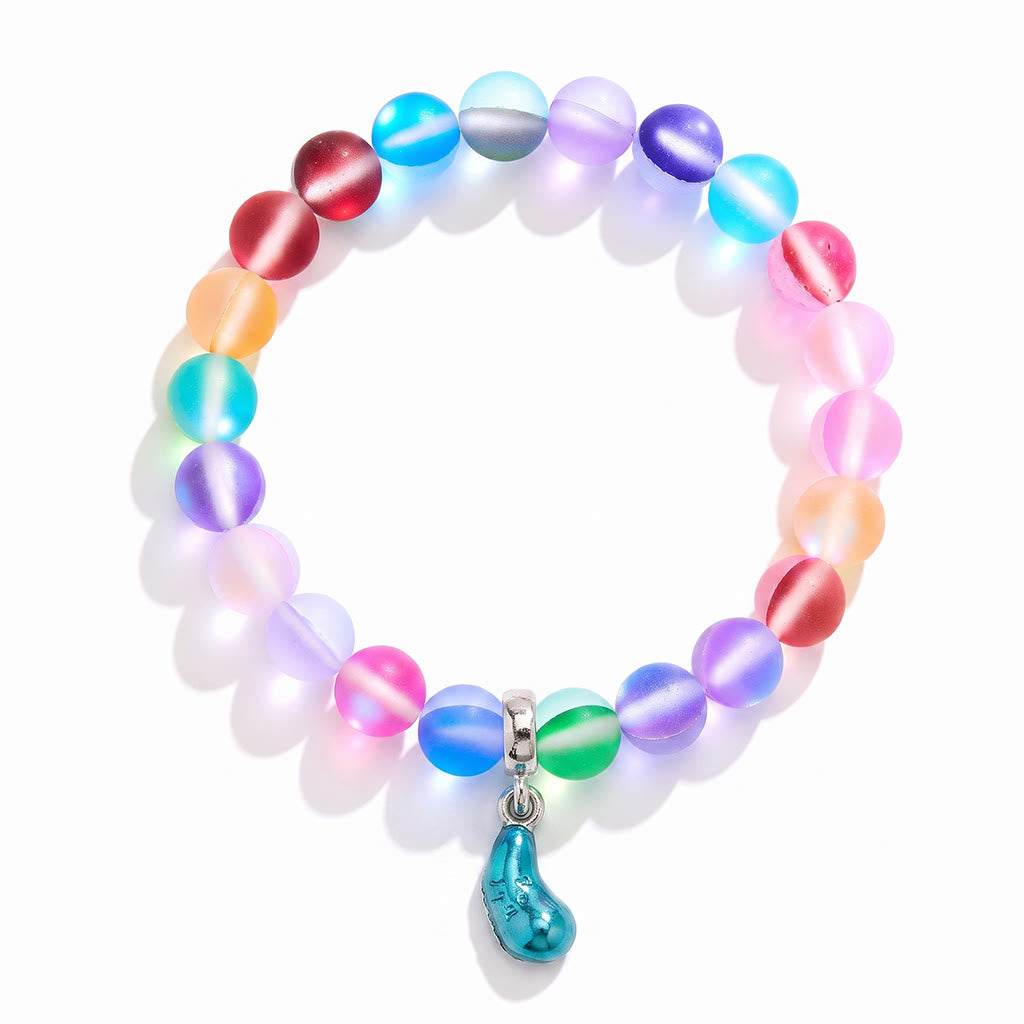 Supports Marine Life Ocean Drop Bracelet - Recycled 8mm Frosted Sea Glass Beads With Blue Teardrop Charm - image 15