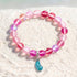 Supports Marine Life Ocean Drop Bracelet - Recycled 8mm Frosted Sea Glass Beads With Blue Teardrop Charm - Rose Red - Approx. 6.93"/17.6cm - image 10