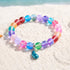 Supports Marine Life Ocean Drop Bracelet - Recycled 8mm Frosted Sea Glass Beads With Blue Teardrop Charm - Rainbow - Approx. 6.93"/17.6cm - image 13