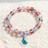 Supports Marine Life Ocean Drop Bracelet - Recycled 8mm Frosted Sea Glass Beads With Blue Teardrop Charm - Red - Approx. 6.93"/17.6cm - image 25