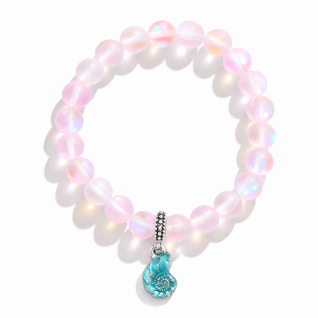 Aqua Blue Conch Bracelet - Recycled 8mm Frosted Sea Glass Beads That Save Marine Life - image 21