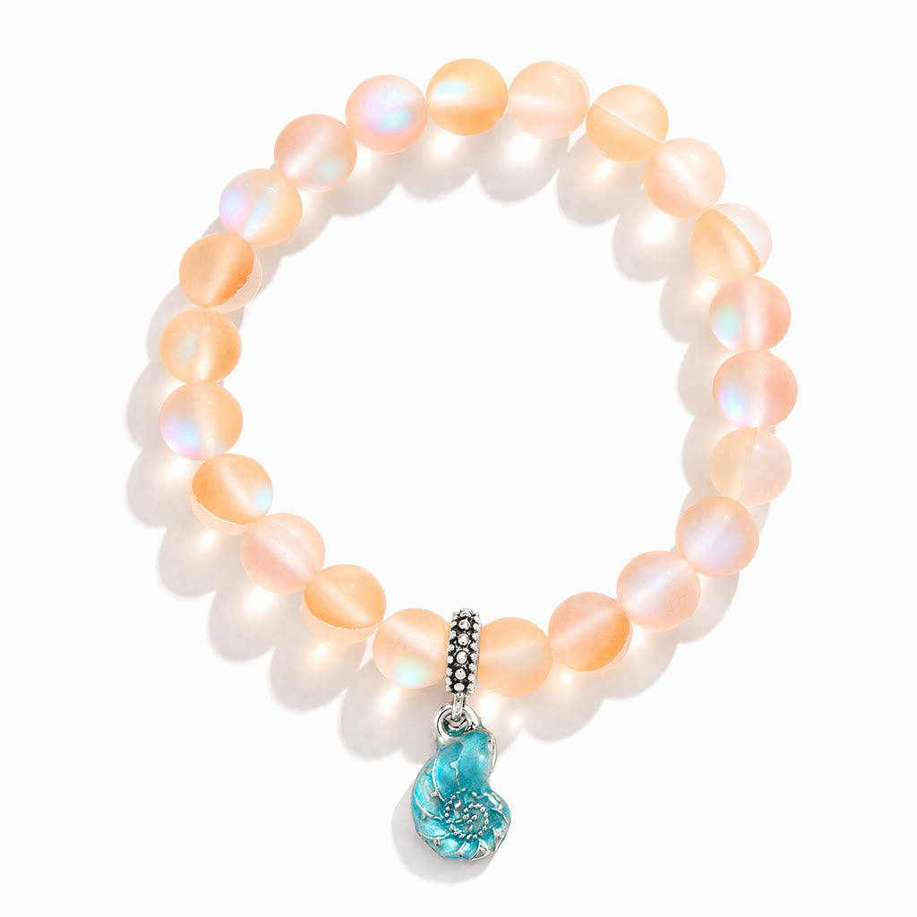 Aqua Blue Conch Bracelet - Recycled 8mm Frosted Sea Glass Beads That Save Marine Life - image 18