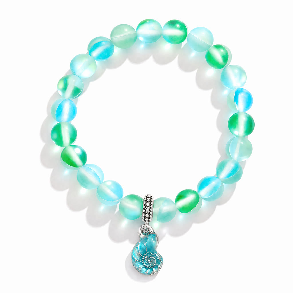 Aqua Blue Conch Bracelet - Recycled 8mm Frosted Sea Glass Beads That Save Marine Life - image 9