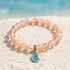 Aqua Blue Conch Bracelet - Recycled 8mm Frosted Sea Glass Beads That Save Marine Life - Yellow - Approx. 6.93"/17.6cm - image 16