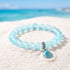 Aqua Blue Conch Bracelet - Recycled 8mm Frosted Sea Glass Beads That Save Marine Life - image 5