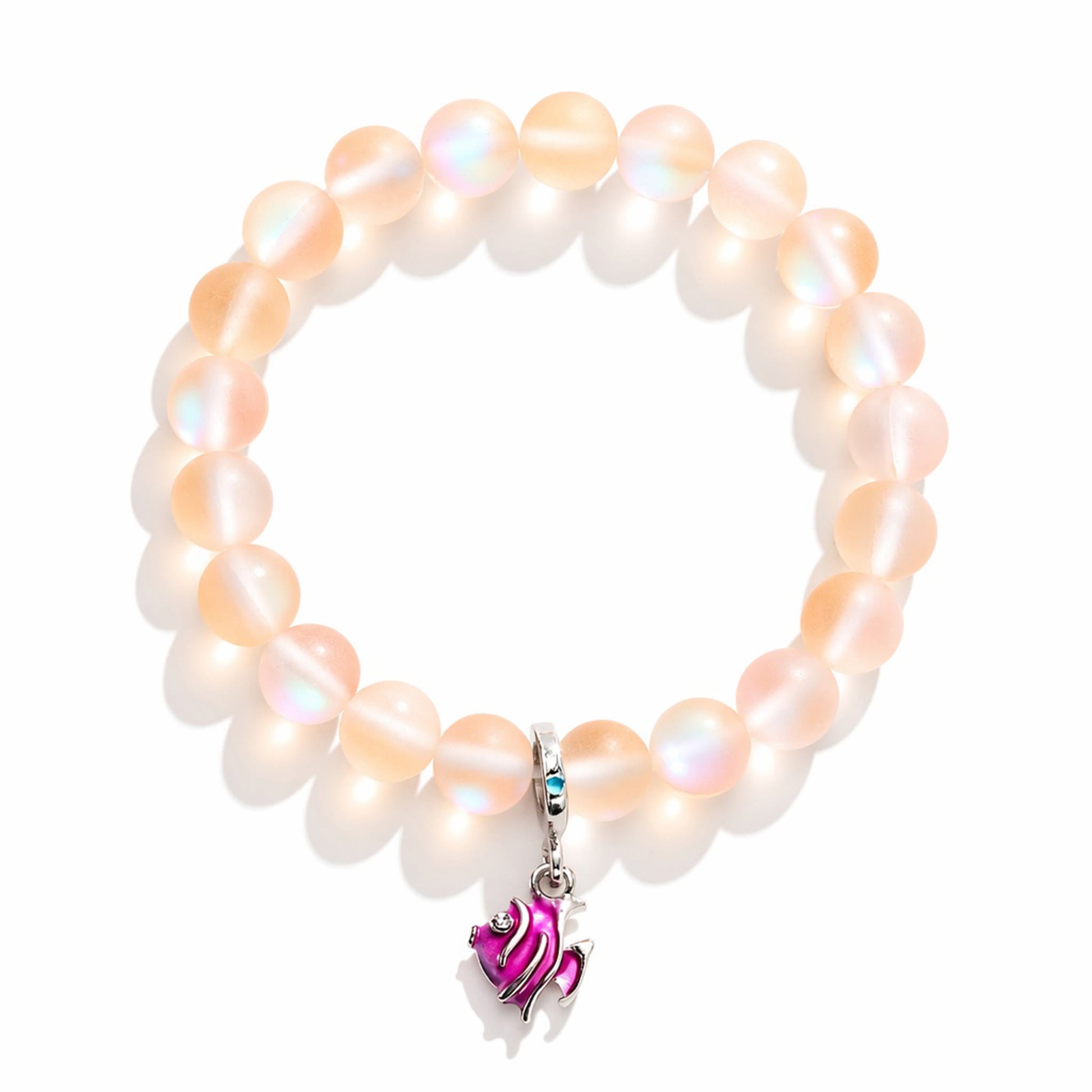 Pink Tropical Fish Bracelet - Recycled 8mm Frosted Sea Glass Beads For Ocean Conservation - image 18
