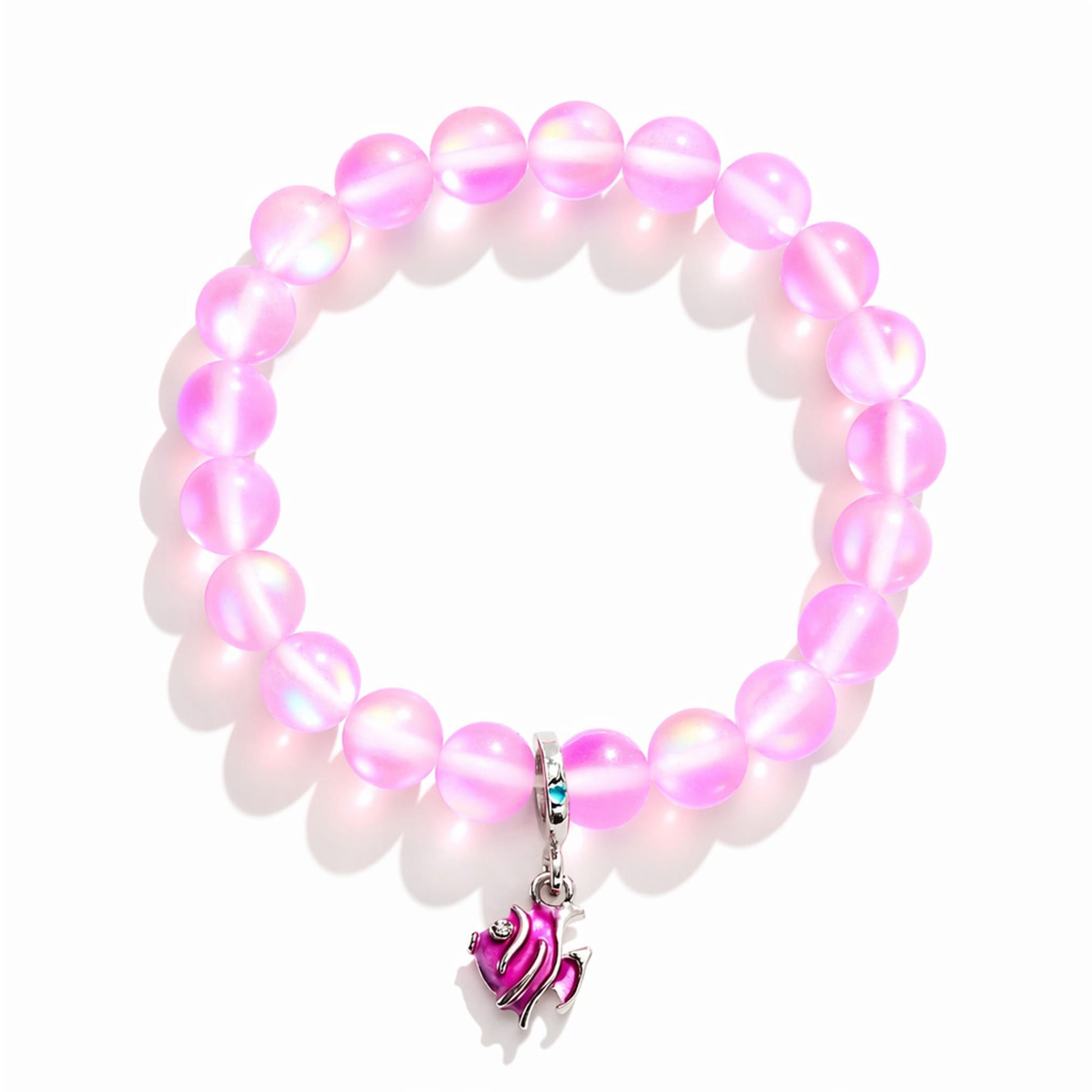 Pink Tropical Fish Bracelet - Recycled 8mm Frosted Sea Glass Beads For Ocean Conservation - image 24