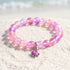 Pink Tropical Fish Bracelet - Recycled 8mm Frosted Sea Glass Beads For Ocean Conservation - Rose Red - Approx. 6.93"/17.6cm - image 2