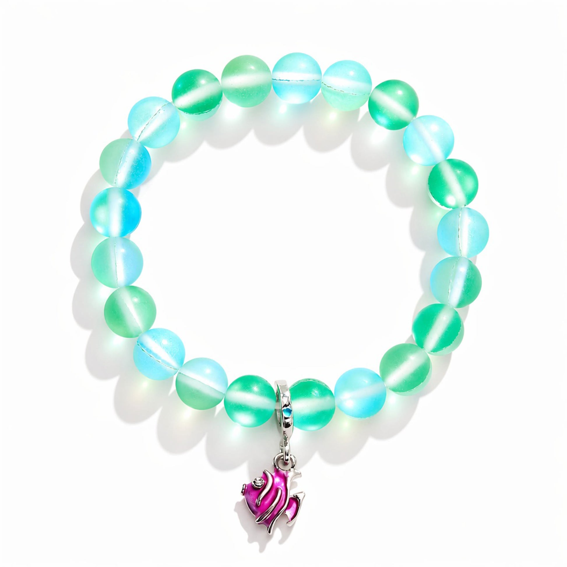 Pink Tropical Fish Bracelet - Recycled 8mm Frosted Sea Glass Beads For Ocean Conservation - image 12