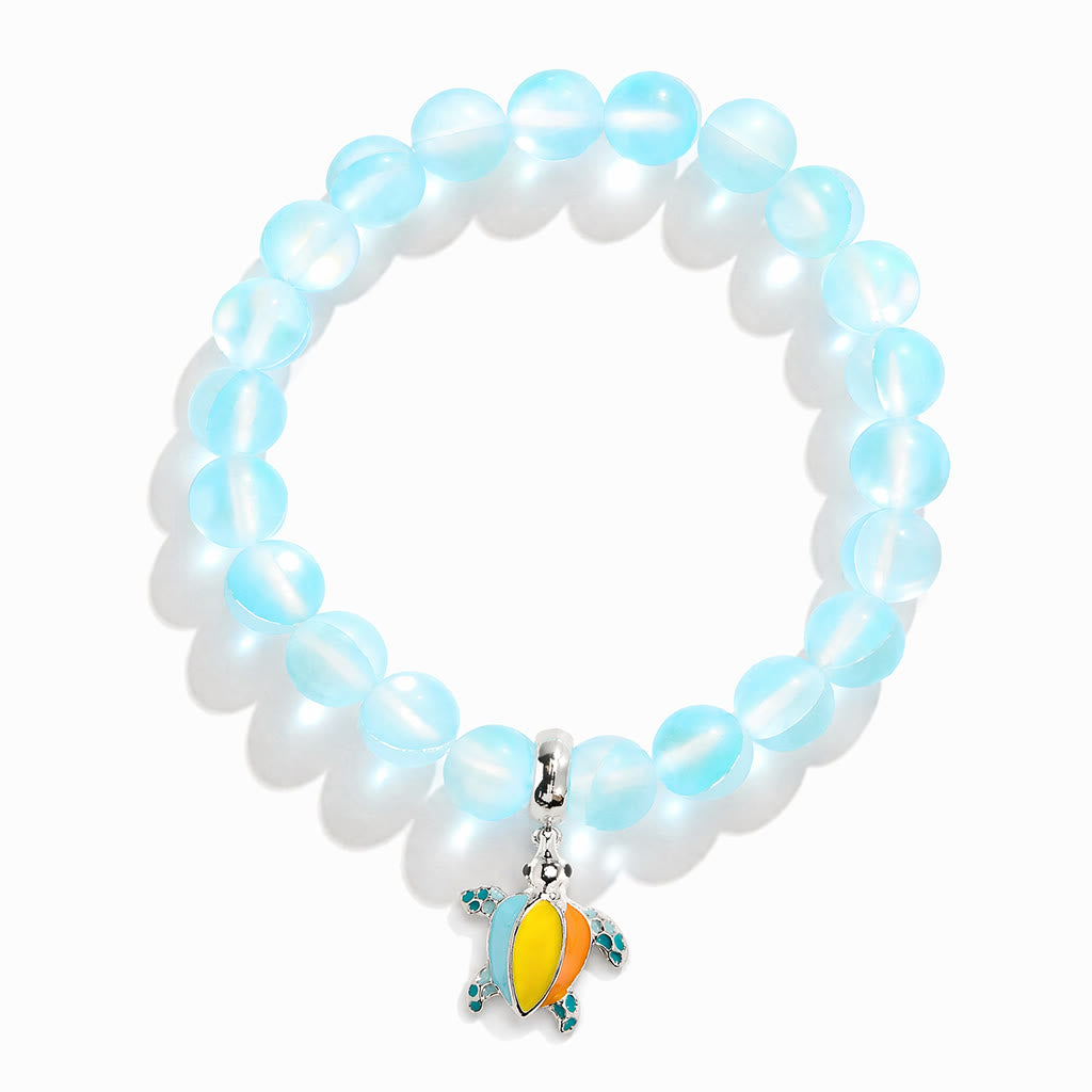 Colorful Turtle Charm Bracelet - Recycled 8mm Frosted Sea Glass Beads From Ocean Trash To Treasure - image 12