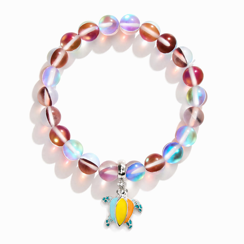 Colorful Turtle Charm Bracelet - Recycled 8mm Frosted Sea Glass Beads From Ocean Trash To Treasure - image 27