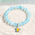 Colorful Turtle Charm Bracelet - Recycled 8mm Frosted Sea Glass Beads From Ocean Trash To Treasure - Light Blue - Approx. 6.93"/17.6cm - image 10