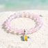 Colorful Turtle Charm Bracelet - Recycled 8mm Frosted Sea Glass Beads From Ocean Trash To Treasure - Light Pink - Approx. 6.93"/17.6cm - image 19