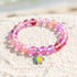 Colorful Turtle Charm Bracelet - Recycled 8mm Frosted Sea Glass Beads From Ocean Trash To Treasure - Rose Red - Approx. 6.93"/17.6cm - image 7