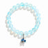 Save The Fish Blue Pufferfish Bracelet - Recycled 8mm Frosted Sea Glass Beads With Blue Fish Pendant - image 0