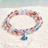 Save The Fish Blue Pufferfish Bracelet - Recycled 8mm Frosted Sea Glass Beads With Blue Fish Pendant - Red - Approx. 6.93"/17.6cm - image 25