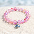 Save The Fish Blue Pufferfish Bracelet - Recycled 8mm Frosted Sea Glass Beads With Blue Fish Pendant - Rose Red - Approx. 6.93"/17.6cm - image 10