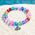 Save The Fish Blue Pufferfish Bracelet - Recycled 8mm Frosted Sea Glass Beads With Blue Fish Pendant - Rainbow - Approx. 6.93"/17.6cm - image 7