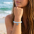 Save The Fish Blue Pufferfish Bracelet - Recycled 8mm Frosted Sea Glass Beads With Blue Fish Pendant - image 1