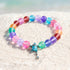 Save The Sea Turtles Bracelet - Recycled 8mm Frosted Sea Glass Beads With Turtle & Starfish Charm - Rainbow - Approx. 6.93"/17.6cm - image 7