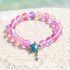 Save The Sea Turtles Bracelet - Recycled 8mm Frosted Sea Glass Beads With Turtle & Starfish Charm - Rose Red - Approx. 6.93"/17.6cm - image 10
