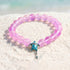 Save The Sea Turtles Bracelet - Recycled 8mm Frosted Sea Glass Beads With Turtle & Starfish Charm - Pink - Approx. 6.93"/17.6cm - image 22