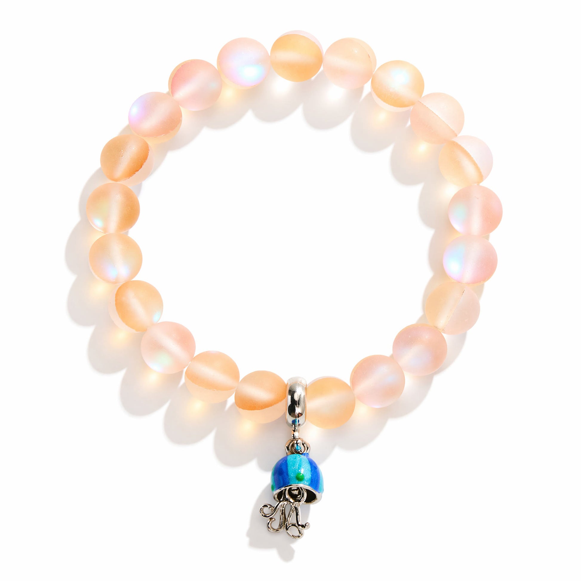Save The Sea Light Blue Jellyfish Bracelet - Recycled 8mm Frosted Sea Glass Beads With Jellyfish Charm - image 18