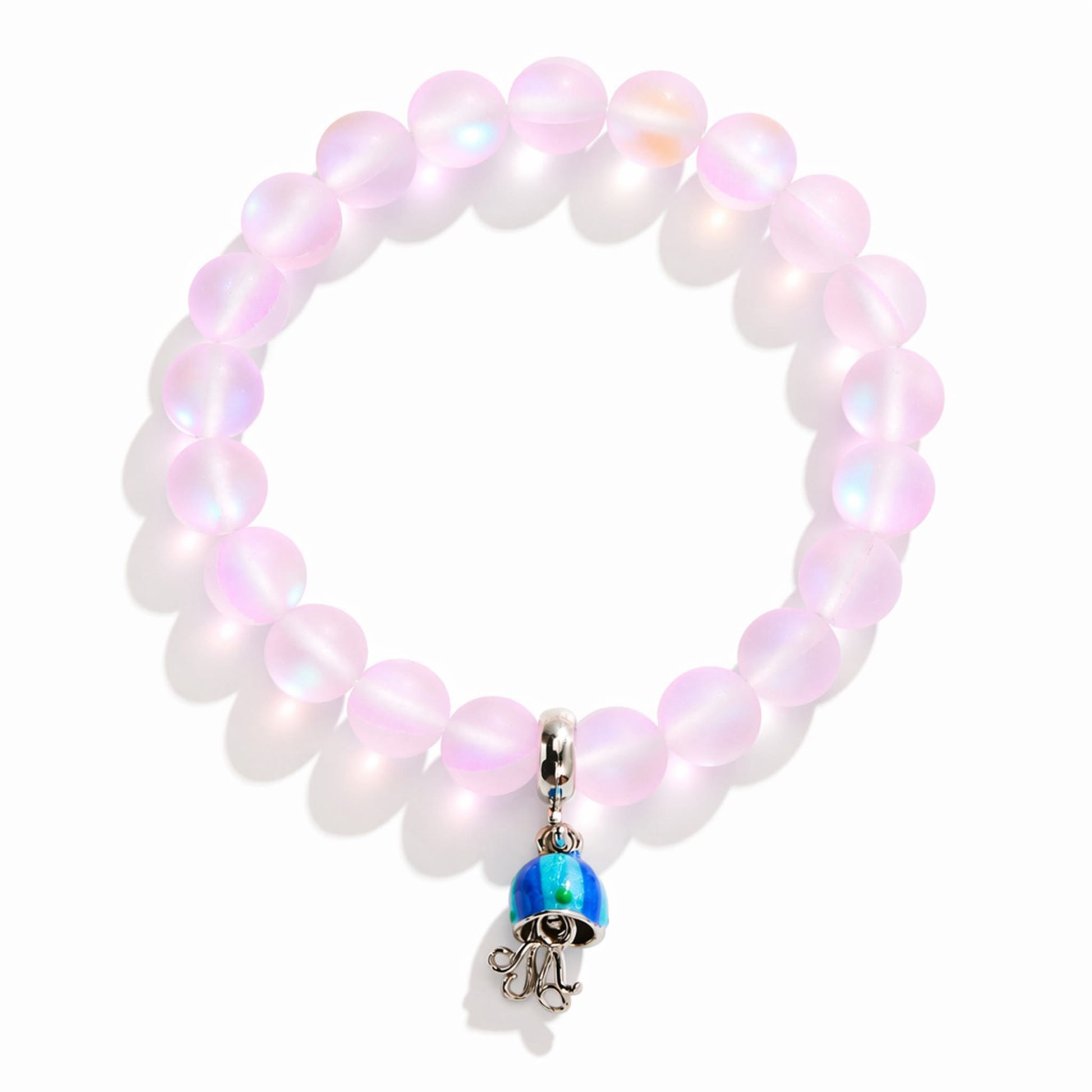 Save The Sea Light Blue Jellyfish Bracelet - Recycled 8mm Frosted Sea Glass Beads With Jellyfish Charm - image 21