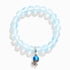 Save The Sea Light Blue Jellyfish Bracelet - Recycled 8mm Frosted Sea Glass Beads With Jellyfish Charm - image 0
