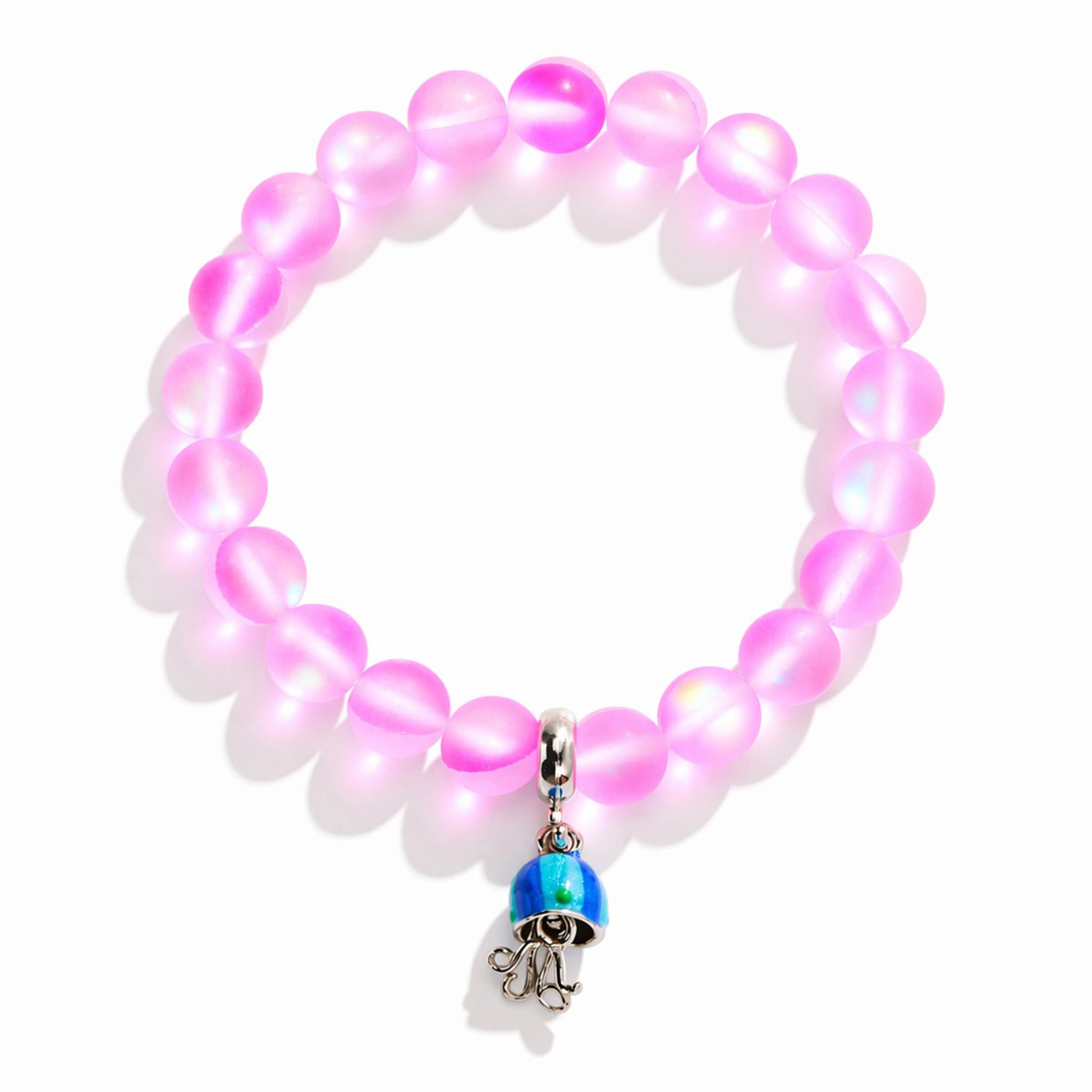 Save The Sea Light Blue Jellyfish Bracelet - Recycled 8mm Frosted Sea Glass Beads With Jellyfish Charm - image 24